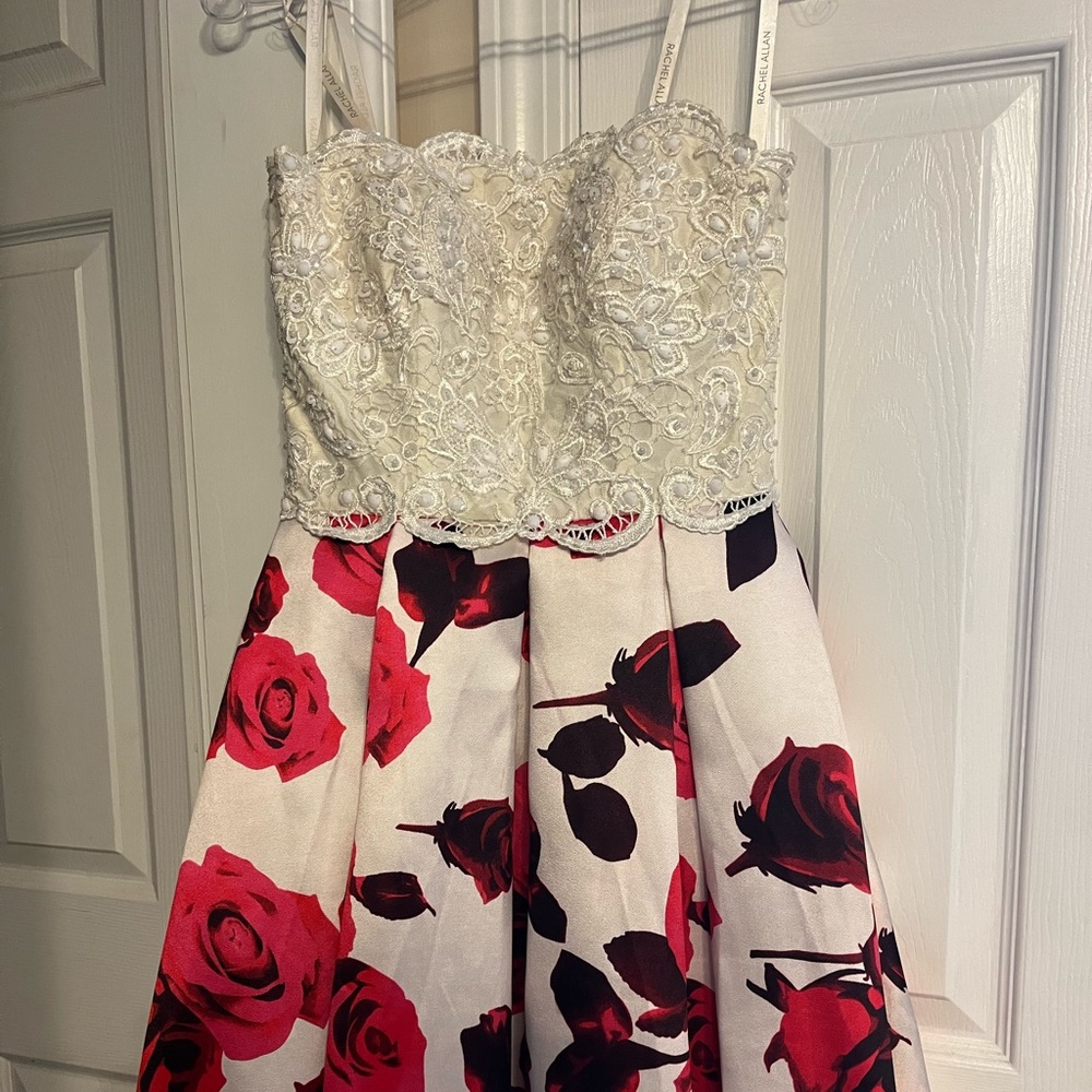 Lace and satin short, formal